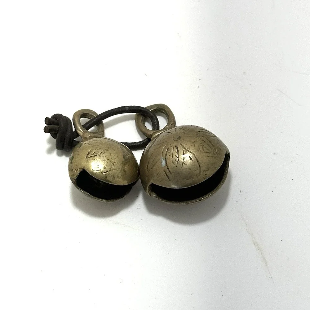 2 Pc Antique Brass Handcrafted Fine Quality Small Unique Cow Bells Shakers